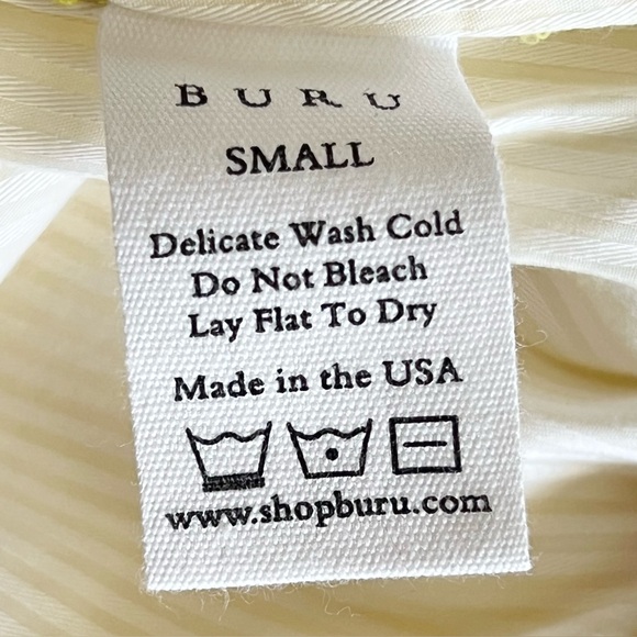 BURU x Sarah Bray Bermuda Mini Kaftan Tunic Yellow White Small - Picture 8 of 10